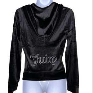 JUICY COUTURE BLACK OG BLING RHINESTONE VELOUR TRACKSUIT HOODIE NWT SMALL